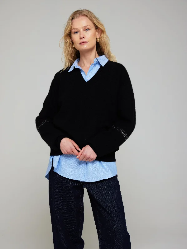 Sage Studded Cashmere V Neck