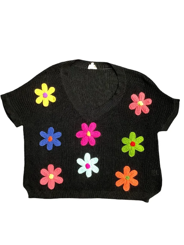 Sweater Short Sleeve By Bibi In Black, Size: L