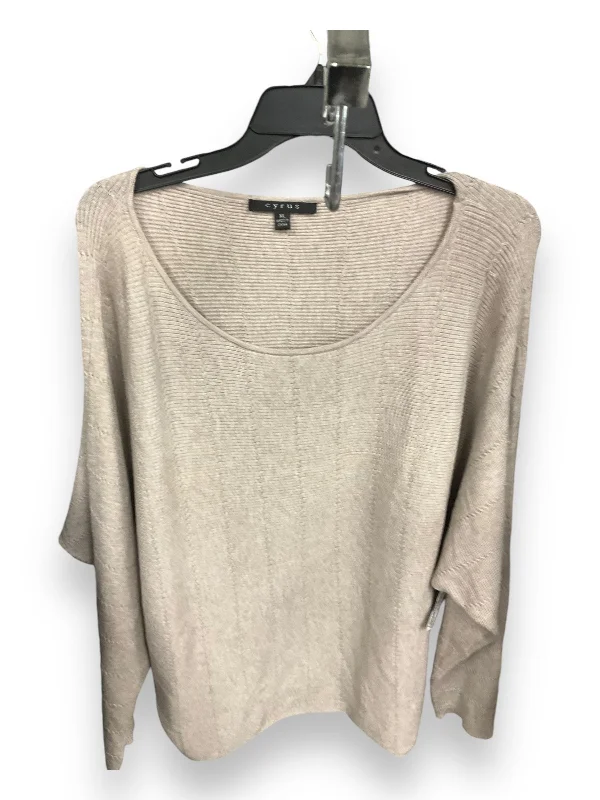 Sweater By Cyrus Knits In Taupe, Size: Xl