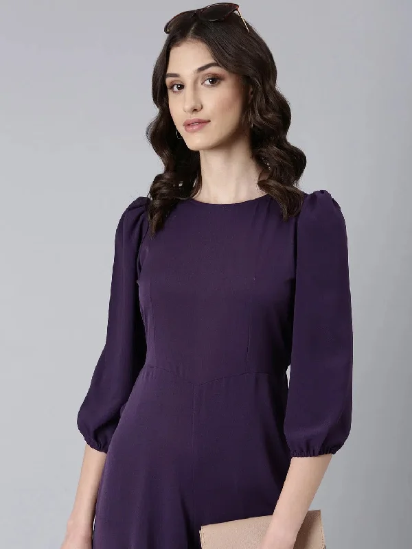 Women Violet Solid Jumpsuit-AE-15983-Violet