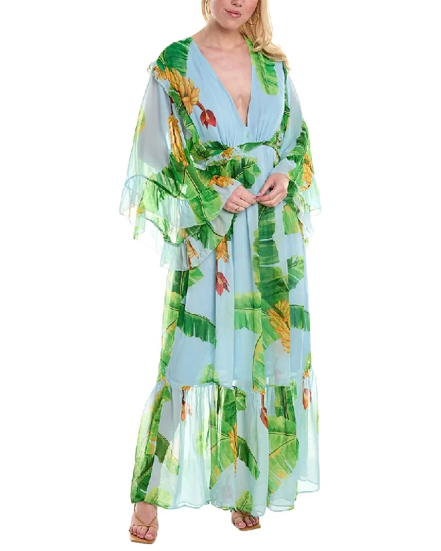 FARM Rio Fresh Bananas Chiffon Maxi Dress