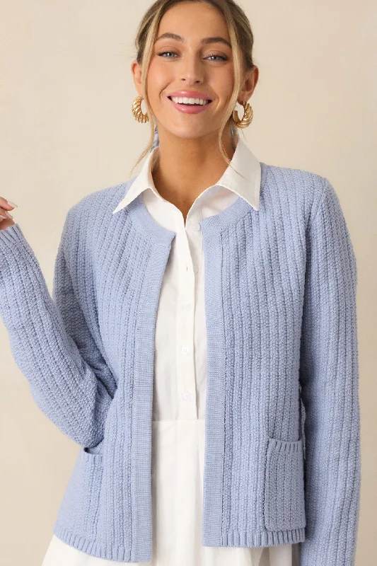 Which Chapter Light Blue Knit Cardigan