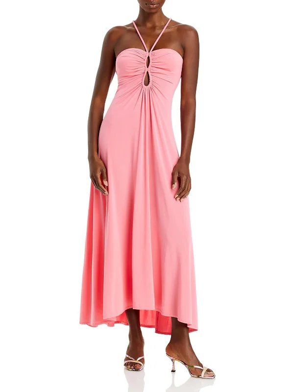 Julieta Womens Halter Cut Out Maxi Dress