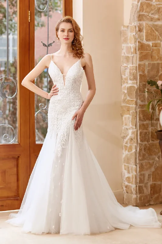 Fish tail style Chruch Sweet trailing wedding dress