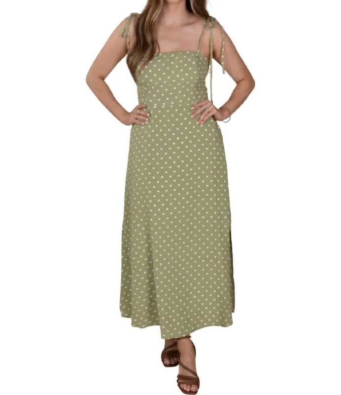 Willow Classic Polka Midi Dress In Green