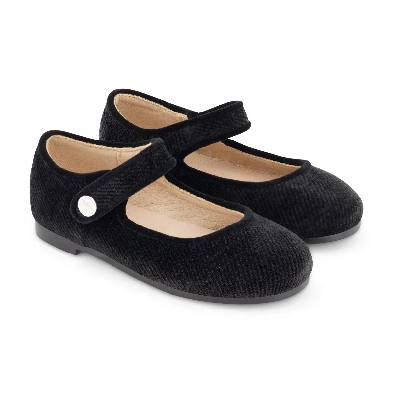 Zeebra Kids Corded Velvet Mary Janes - Black