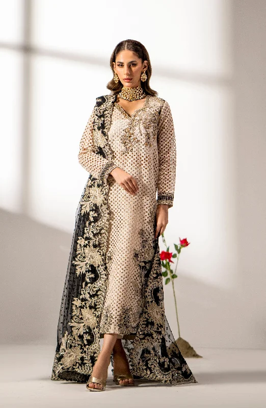 Royal Ivory Shade Pakistani Salwar Kameez Embroidered Party Wear