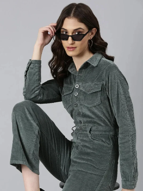 Women Green Solid Jumpsuit-IM-10643-Green