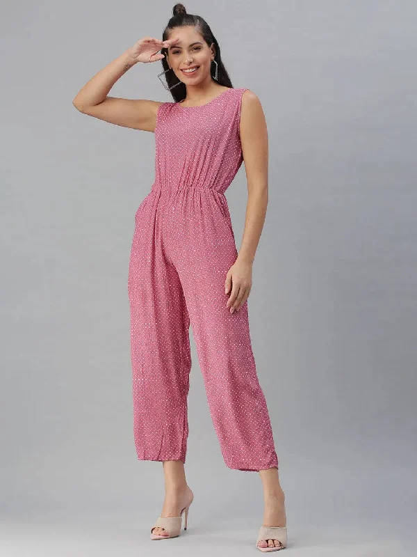 Women's Mauve Printed Jumpsuit-AE-9891-Mauve