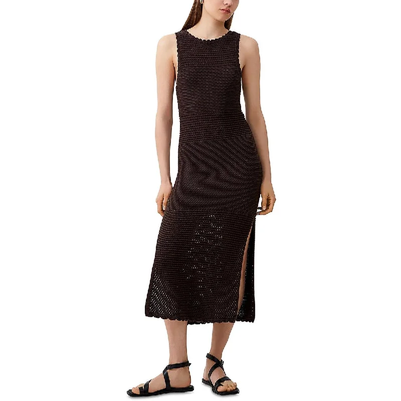 Womens Croschet Metallic Midi Dress