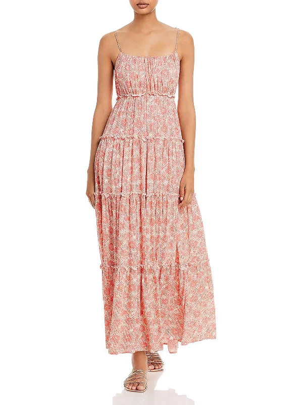 Womens Printed Scoop Neck Maxi Dress