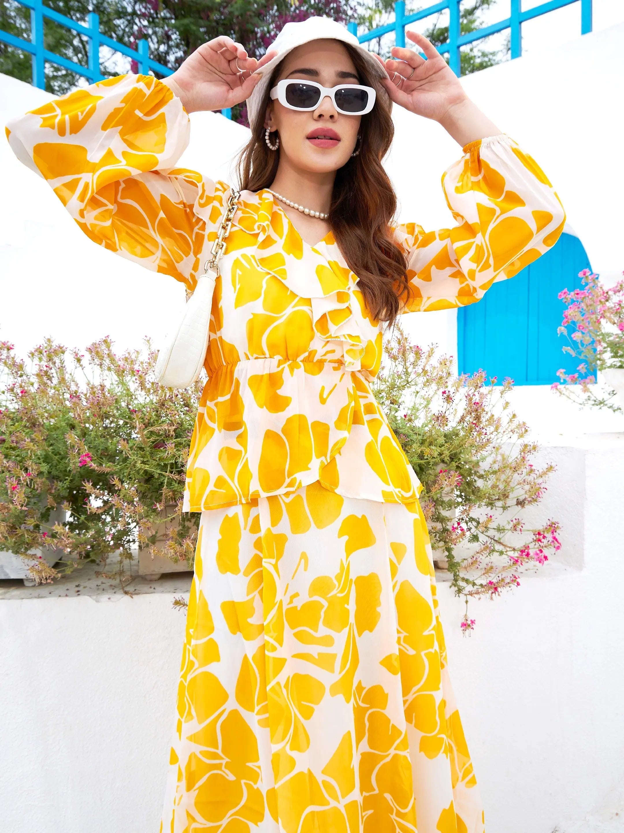 Women Printed Standard Mustard Jumpsuits & Sets