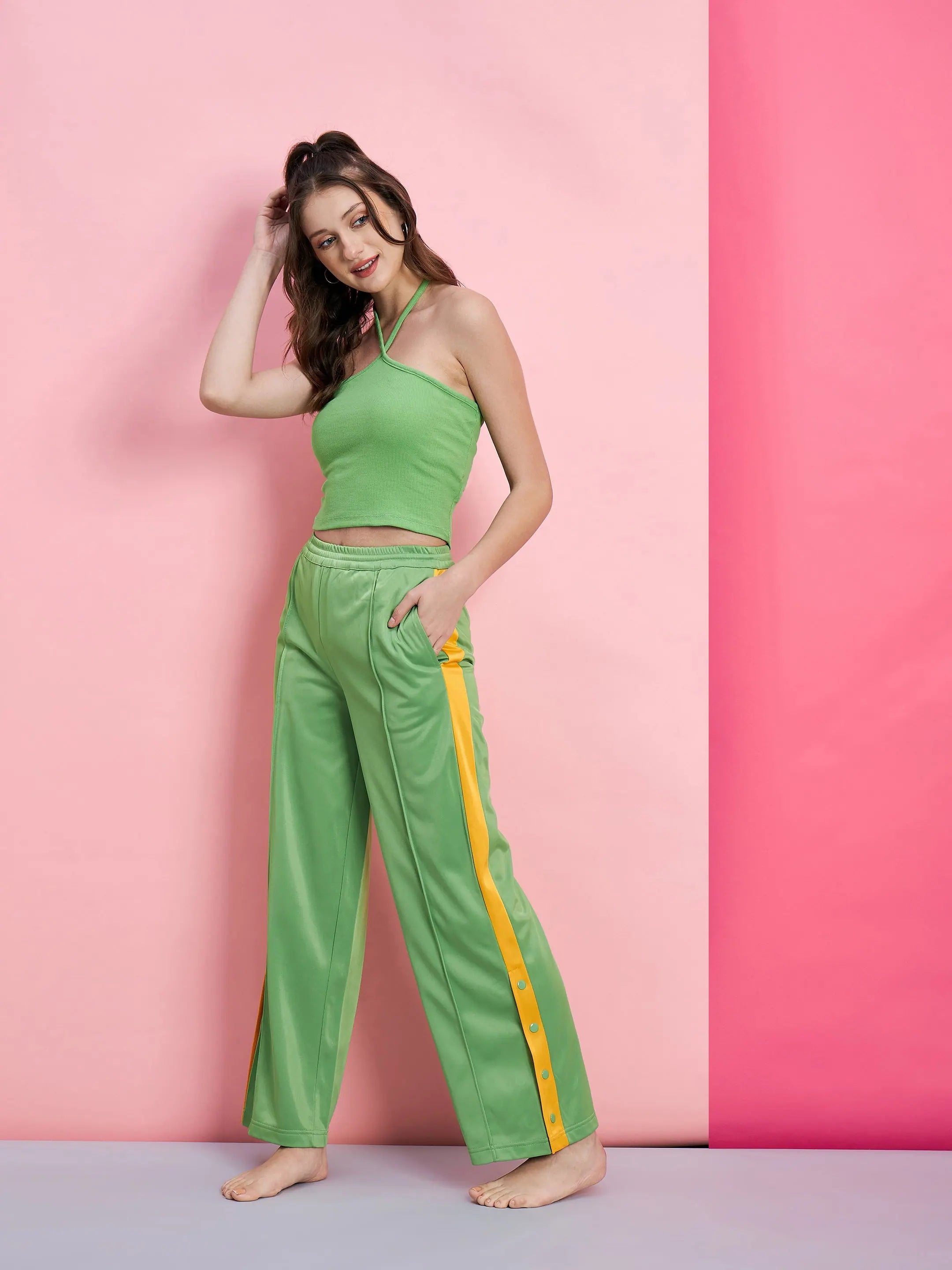 Women Solid Standard Green Jumpsuits & Sets