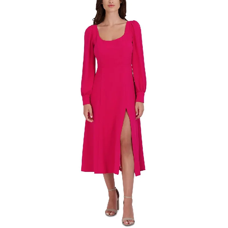 Womens Smocked Long Sleeves Midi Dress