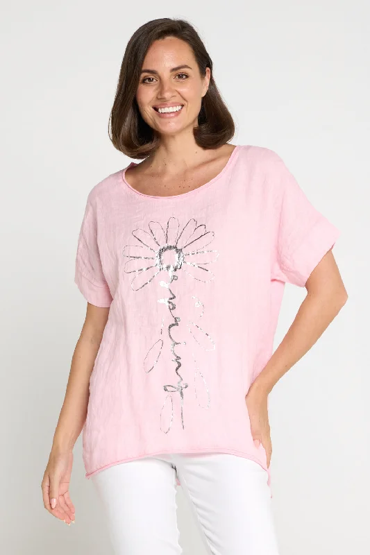 Myra Linen & Cotton Top - Pink