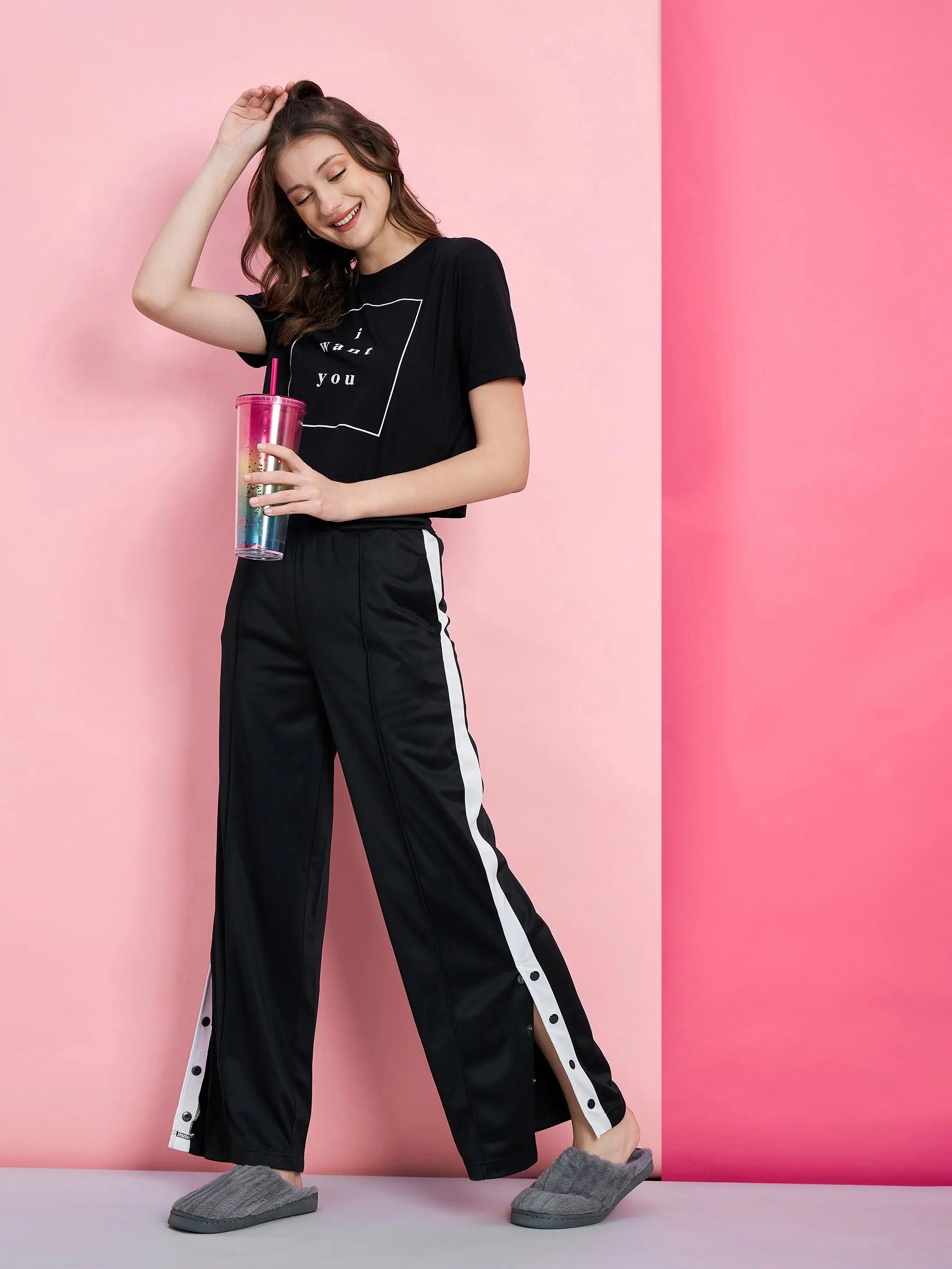 Women Printed Standard Black Jumpsuits & Sets