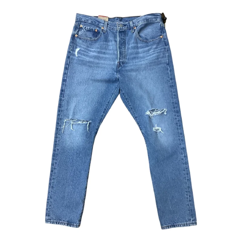 Jeans Straight By Levis In Blue Denim, Size: 14