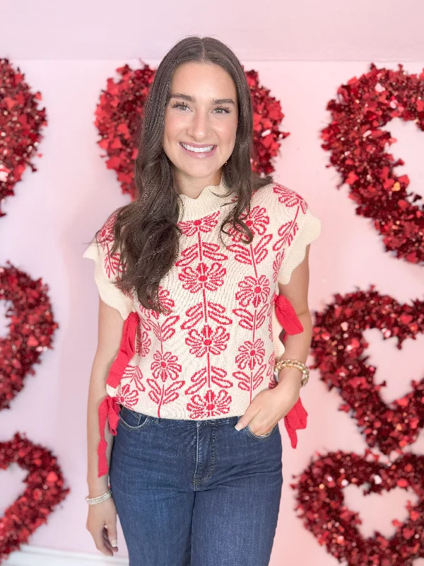 The Jessie Floral Top-Red