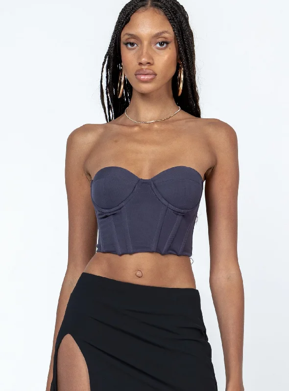 Endless Love Mesh Corset Top Slate